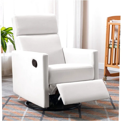 CNANXU Modern Upholstered Plush Seating Glider Swivel,Upholstered Rocker Nursery Chair Plush Seating Glider Swivel Recliner Chair, Recliner,Modern Nursery Recliner,Conscious Glider (Beige)