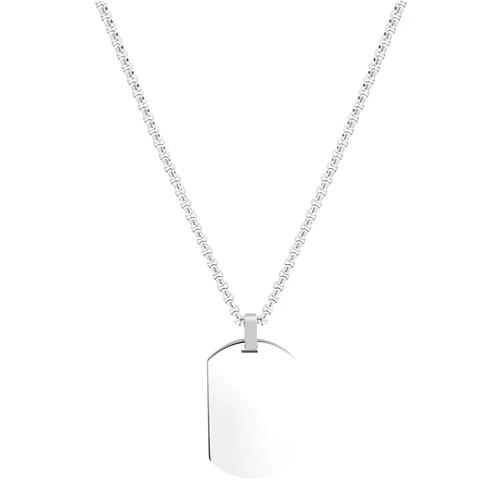 Geoffrey Beene Men's Stainless Steel Engraveable Dog Tag Pendant Necklace