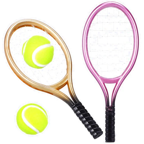 Kisangel 2 Sets Mini Tennis Racket and Ball Set 1:12 Miniature Tennis Kit Dollhouse Tennis Toy Mini Tennis Cake Topper for Sports Equipment