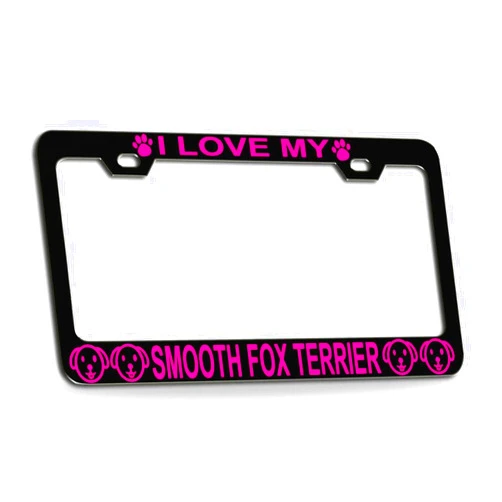 Customola I Love My Smooth Fox Terrier Dogs Black Metal License Plate Frame for Car SUV Truck Style 13