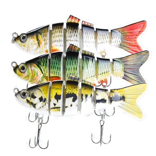 A AKRAF Lifelike Fishing Lures for Bass, Trout, Walleye, Predator Fish - Realistic Multi Jointed Fish Popper Swimbaits - Spinnerbaits Lure Fishing Tackle Kits - Freshwater and Saltwater Crankbaits - 3 Pack