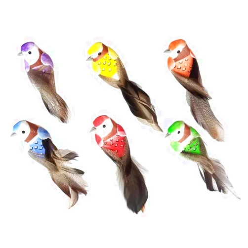 ToSSme Colorful Very Cute Artificial Simulated Feather Mini Craft Birds Home Gardens Decor,Christmas Tree Decoration (Colorful Type 2)