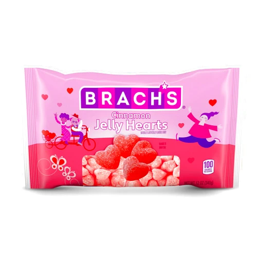 Brach's Cinnamon Jelly Hearts, Valentine’s Day Candy, Classic Gummy Candy, Valentine's Red Cinnamon Hearts, 12 oz Bag