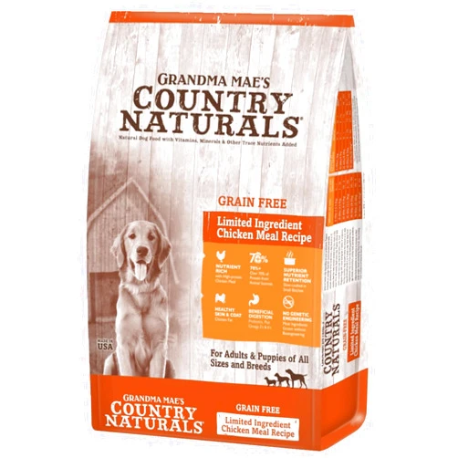 Grandma Mae's Country Naturals Grandma Mae’s Country Naturals Dry Dog Food, Grain Free Formula, Chicken, Slow Cooked & Nutrient Dense, Made in USA, 4 LB Bag
