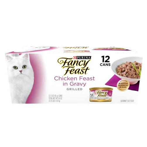 Fancy Feast Purina Fancy Feast Grilled Wet Cat Food Chicken Feast in Wet Cat Food Gravy - (Pack of 12) 3 oz. Cans