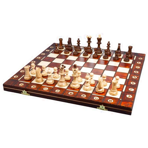 Chess and games shop Muba Handmade European Wooden Chess Set with 16 Inch Board and Hand Carved Chess Pieces