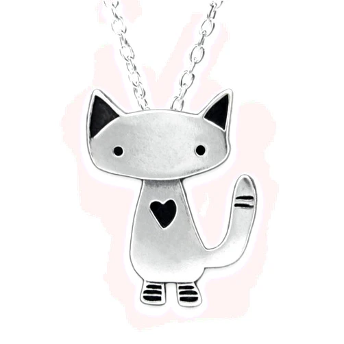 Mark Poulin Sterling Silver Alley Cat Necklace on 16