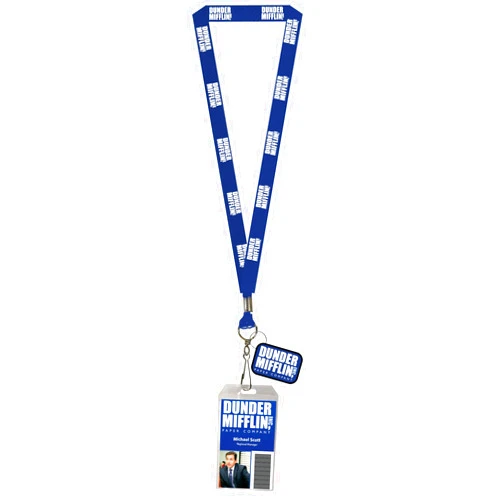 Seven Times Six The Office Dunder Mifflin Costume Lanyard Dwight or Michael Clear ID Badge Holder