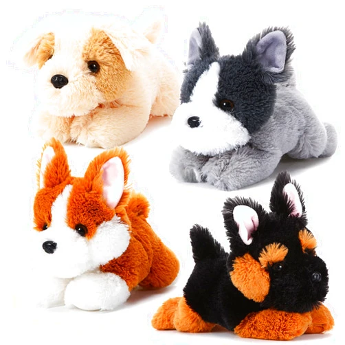 Suilung 4 Pack 8 Inch Dog Plush Stuffed Animal Soft Fluffy Puppy Pillow Set Theme Party Favor Contains Corgi Schnauzer Golden Retriever German Shepherd Toy Gift (Classic Style)