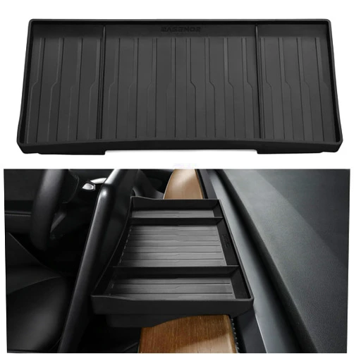 BASENOR Tesla Model Y Model 3 Center Console Behind Screen Storage Box, Dashboard Hidden Organizer Tray Sunglasses Holder for 2017-2023 Model 3 2020-2025 Model Y Interior Accessories