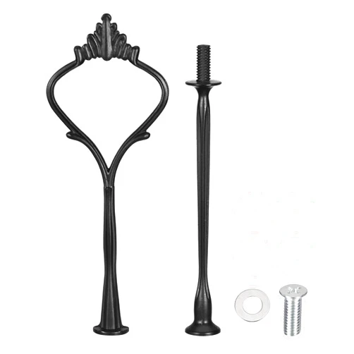 uxcell 1 Set Cake Tray Stand Handle Cupcake Dessert Plate Hardware Fitting Holder Rod Stand Handle for Cake Stand Wedding Party, 2-Tiers Crown Black