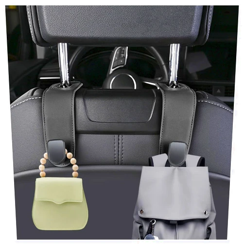 Stacool 2 Pack Purse Hook for Car Seat Headrest,Microfiber Leather Headrest Hooks for Car Back Seat,Universal Car Purse Hanger Car Organizers and Storage for Most Vehicles (Black)