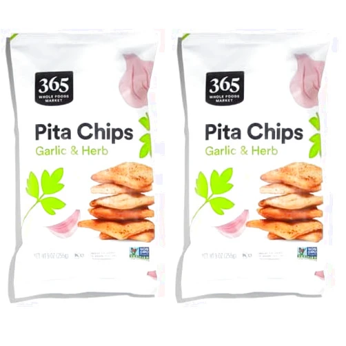365 by Whole Foods Market, Garlic Herb Pita Chips, 9 Ounce (Pack of 2)