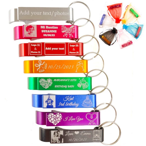 WYPAS 100pcs Personalized Bottle Opener - Custom Bottle Opener Keychain for Wedding, party,Support for Customized Logos.