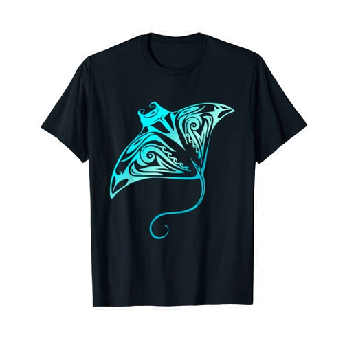 Cool Shark Tribal Hawaiian Shirts Hawaii Tribal Manta Ray Hawaiian Shirt Shark Lover T-Shirt