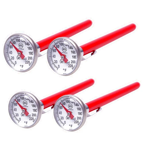 KT THERMO Instant Read 1-Inch Dial Thermometer(4-Pack),Best for The Coffee Drinks,Chocolate Milk Foam