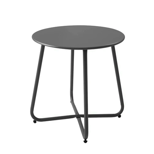 Meluvici Patio Small Side Table Waterproof Round Metal Steel Weather Resistant Portable Outdoor and Indoor End Table for Garden Balcony Yard, Black