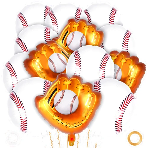 YOTHORN 13 Pcs Baseball Balloons,20 Inch Baseball Glove Foil Mylar Balloons,Baseball Themed Party Supplies Sports Balloons for Sport Themed Birthdays Party Baby Shower Decorations