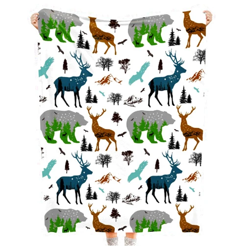 Shishiimo Wild Animals Baby Blanket-Gift for Newborn Toddler Infant Kids- Bear Deer Blanket for Nursery Bed Swaddle Receiving-Cozy Soft Flannel Lightweight 30