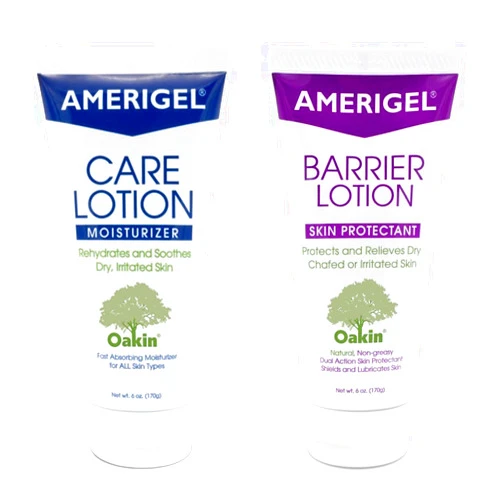 AMERIGEL Total Day & Night Skin Care Bundle - Care Lotion Hypoallergenic Moisturizer & Diabetic Skin Care (6 oz.) - Barrier Lotion Skin Protectant To Protect Chafed Skin (6 oz.)