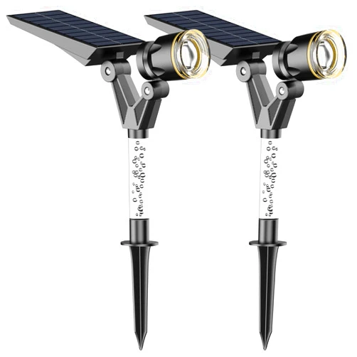 BlueYang Solar Spot Lights Outdoor Waterproof IP65, 180 Lumens 3000K Warm White Solar Powered Outdoor Lights, Smart Circuit for All-Night Illumination Outdoor Solar Lights for Yard, House, Garden, Pathway, 2PK