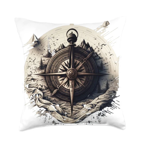 Segeln Kapitän Schiff Boot Taufe Geschenk Kompass Artistic Nautical Sailing Compass in sea Look Throw Pillow, 18x18, Multicolor