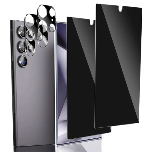 Kanosan Compatible for Samsung Galaxy S24 Ultra Privacy Screen Protector Tempered Glass with Camera Lens Protector, Support Fingerprint ID Anti-Spy Tempered Glass Film for S24 Ultra 5G Black