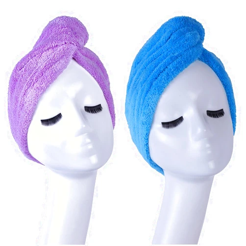 YYXR Microfiber Hair Turban Towel Wrap - Super Absorbent Drastically Reduce Hair Drying Time(2 pack puple & blue))