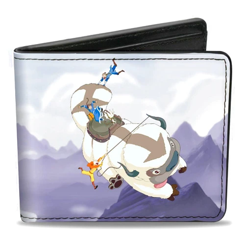Buckle-Down Men's Nickelodeon Wallet, Bifold, Avatar The Last Airbender Appa Carrying Group Scene, Vegan Leather, 4.0