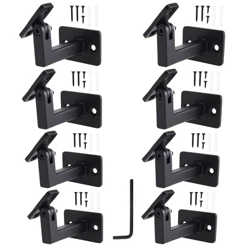 RealPlus Swivel Handrail Brackets Heavy Duty Adjustable Square Hand Rail Brackets for Staircase Stair, Pack of 8