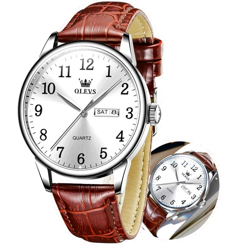 OLEVS Men's Watch,Classic Silver Watches for Men, Waterproof Stainless Steel Roman Numbers Men's Watch Easy to Read