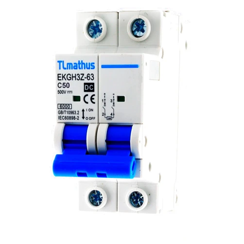 TLmathus Electrical Miniature Circuit Breakers for DC Power Distribution and Protective Disconnect with DIN Rail Mounting - Air Switch for Solar PV System and RV(2P 50A)