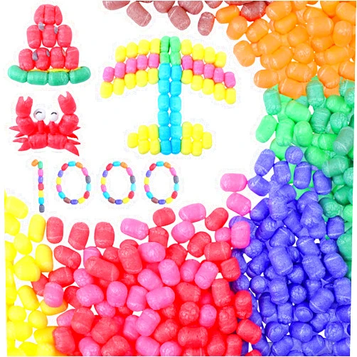 Junkin 1000 Pcs Magic Noodles Foam Crafts Puffs Corn Super Crafts Arts Kit Bulk Building Blocks Model Toys Valentines Kid Gifts for Kindergarten School Stimulates Creativity Supplies(Multicolored)