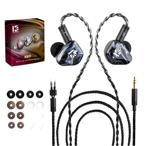 YINYOO KBEAR KB01 in-Ear Monitors, HiFi Beryllium Diaphragm Dynamic Driver in Ears Headphones Wired Earbuds High-end IEM Earphones for Musicians Singers with Clear Sound OFC Cable Resin Cavity