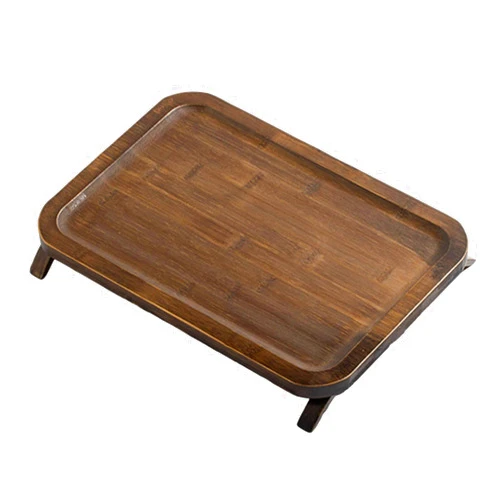 DimyFew Bamboo Serving Tray with Legs Wood Dinner Desserts Coffee Tea Serving Tray Food Tray for Home Bed Holidays Kitchen Countertop