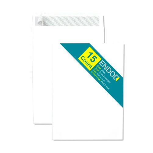 EnDoc 9x12 Tyvek Envelopes – Strong Lightweight Professional Shipping Mailer Tear Resistant DuPont™ Tyvek® Construction & Easy Security Self Seal Closure –Bright White DuPont – Bulk Pack of 15 – 9 x 12 inch