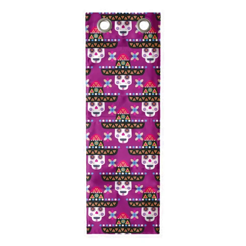 Ambesonne Cinco de Mayo Hanging Pocket Organizer, Traditional Mexican Ornamental Skull Motif with Sombrero Hat, Printed Polyester Storage Bag with Pockets, 9