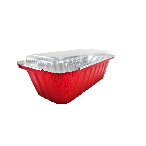KitchenDance.com KitchenDance Disposable Colored Aluminum Loaf Pans with Plastic Lids - 1.5 Pounds Rectangular Aluminum Foil Baking Pan, Aluminum Pans Perfect for Baking, Cooking, Preparing Food, 1650P (Red, 500)