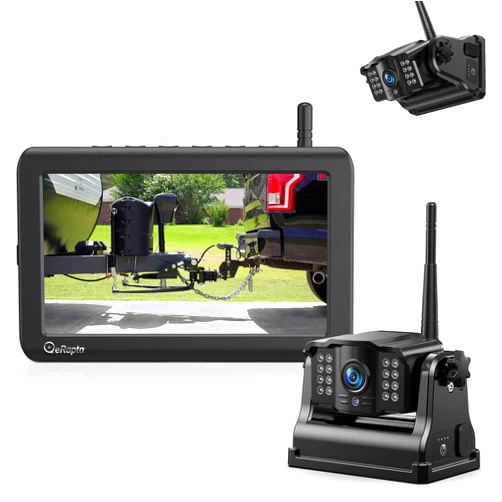 eRapta Magnetic Wireless Backup Camera 5” IPS Monitor, 2-Min DIY Installation,1080P, 9600mAh Lower Consumption Rechargeable Camera System for Hitching Horse Fifth Wheels/Trailer/RV/Truck/Car ACT501