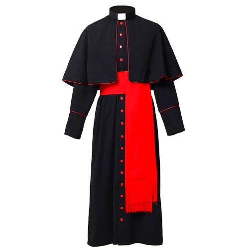 BLESSUME Priest Soutane Roman Cassock Costume Minister Choir Cassock with Cincture Band Belt