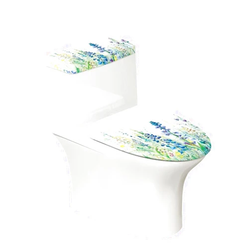 Maiyoinou Toilet Lid Cover and Toilet Tank Lid Cover 2 Pieces, with Elastic Edges Toilet Accessories Indoor Decoration Fit for Most Round Elongated and Oblong Lids, Blue Green Floral