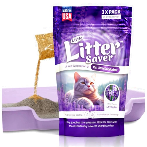 LITTLE SAVER Little Litter Saver | a New Generation Of Cat Litter Box Deodorizer | Unique Formula for Slow Release | Natural Fresh Scent | Up to 15 Weeks Supply | 3 x 0.5oz bags (Lavender)