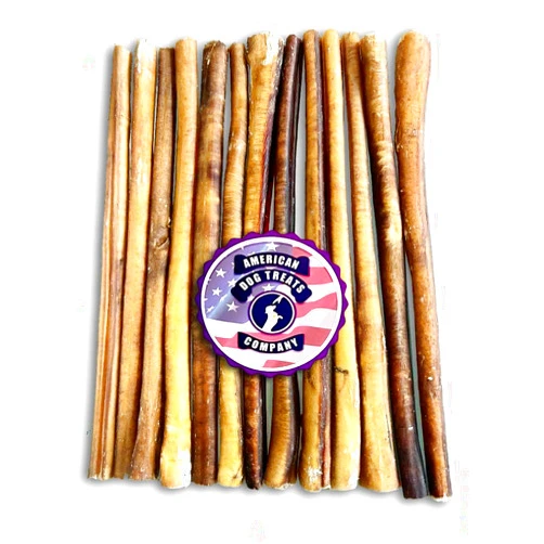 American Dog Treat Company Bully Sticks for Dogs | Natural Long Lasting Pizzle Sticks | Single Ingredient Beef Pizzle | Dog Treats for Aggressive Chewers (Pack of 10, 12