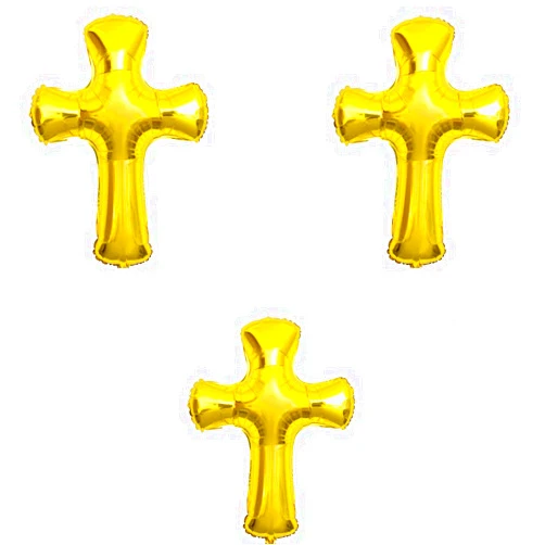 USINNOEM 3 Pcs 30 Inch Cross Foil Balloon Jumbo Gold Cross Mylar Balloons For Baptism Memorial Communion Christening Religious (gold)