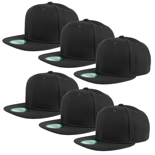 Gelante Plain Blank Flat Brim Adjustable Snapback Baseball Caps LOT 6 Pack