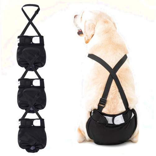 Avont 3 Pack Avont Washable Female Dog Diaper with Suspender, Reusable Girl Doggie Diapers for Small Medium Large Doggy in Heat Cycle Period Incontinence -M