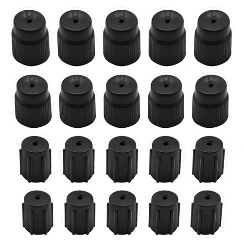 Flylin 20Pcs R134a A/C Valve Core Cap, Air Conditioning Service AC System Charging Port Cover 13mm & 16mm, A/C Repair Refrigerant Kit for R134A Vehicles Auto Accessory, 10 Set Low Side and High Side