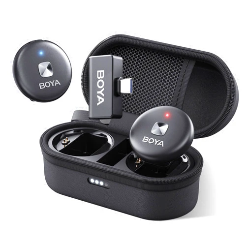 BOYA OMIC Wireless Lavalier Microphone for iPhone, Android, PC, USB C Mini Lapel Microphone Wireless, Noise Cancellation, 15H Battery Life, 164ft Range for Video Recording, Vlogging