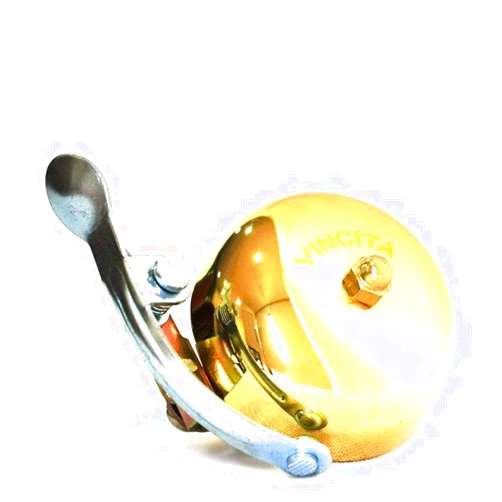Vincita Vintage Brass Bike Bell - Shiny Gold Color, Long Sustain, Clear Sound, Resonant Tone Suitable for All Bikes Easy to Install - Classic Retro Bicycle Accessories