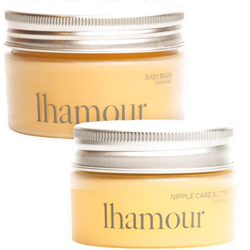 Lhamour 2-in-1 100% Natural Nipple Butter (1oz) and Hand Made Baby Balm - Diaper Rash Cream (3.53oz)
